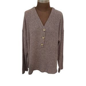 J. Jill Sweater 3 Button Jumper Knit Taupe Burnt Umber Women’s XL New With Tags